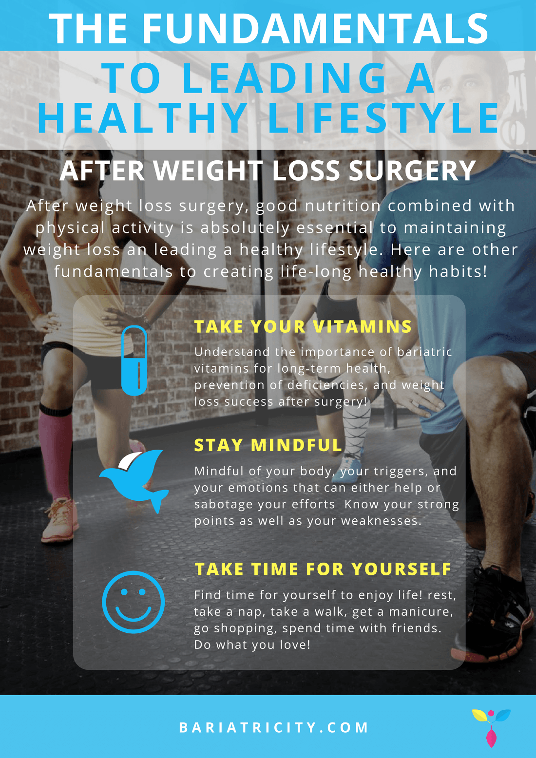 The Fundamentals to Leading a Healthy Lifestyle After Weight Loss Surgery Infographic