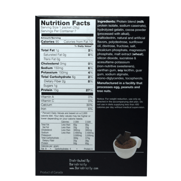 Hot Chocolate Drink Mix - Bariatric High Protein Drink Nutrition Label Final