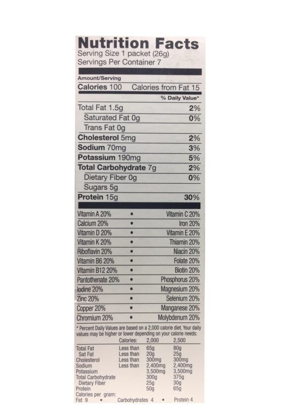 Vanilla Shake or Pudding Mix Nutrition Facts